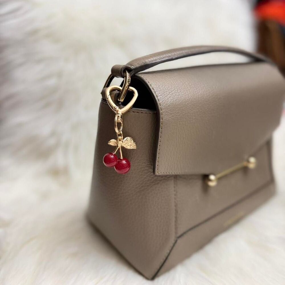 Cherry keychain with heart charm
